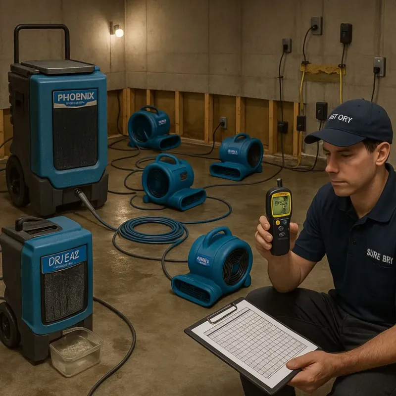 Structural Drying and Dehumidification process in Comunas, PR